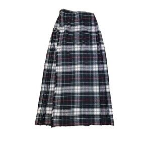 Vtg  SCOTCH HOUSE Authentic Kilt Tartan Plaid Wool Skirt 28 Scotland Wrap Maxi